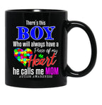 Theres This Boy Who Will Always Have A Heart He Calls Me Black Gift Coffee Mug - Black