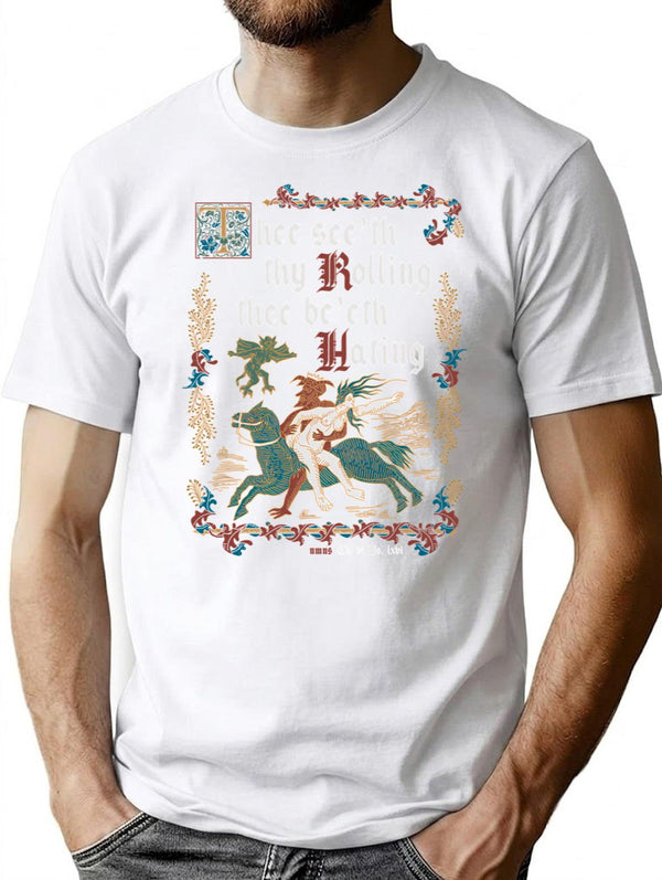 They See Me Rollin They Hating - Vintage English Medieval Manuscript Ii T-Shirt for Men & Women, T-Shirts Graphic Tee - White