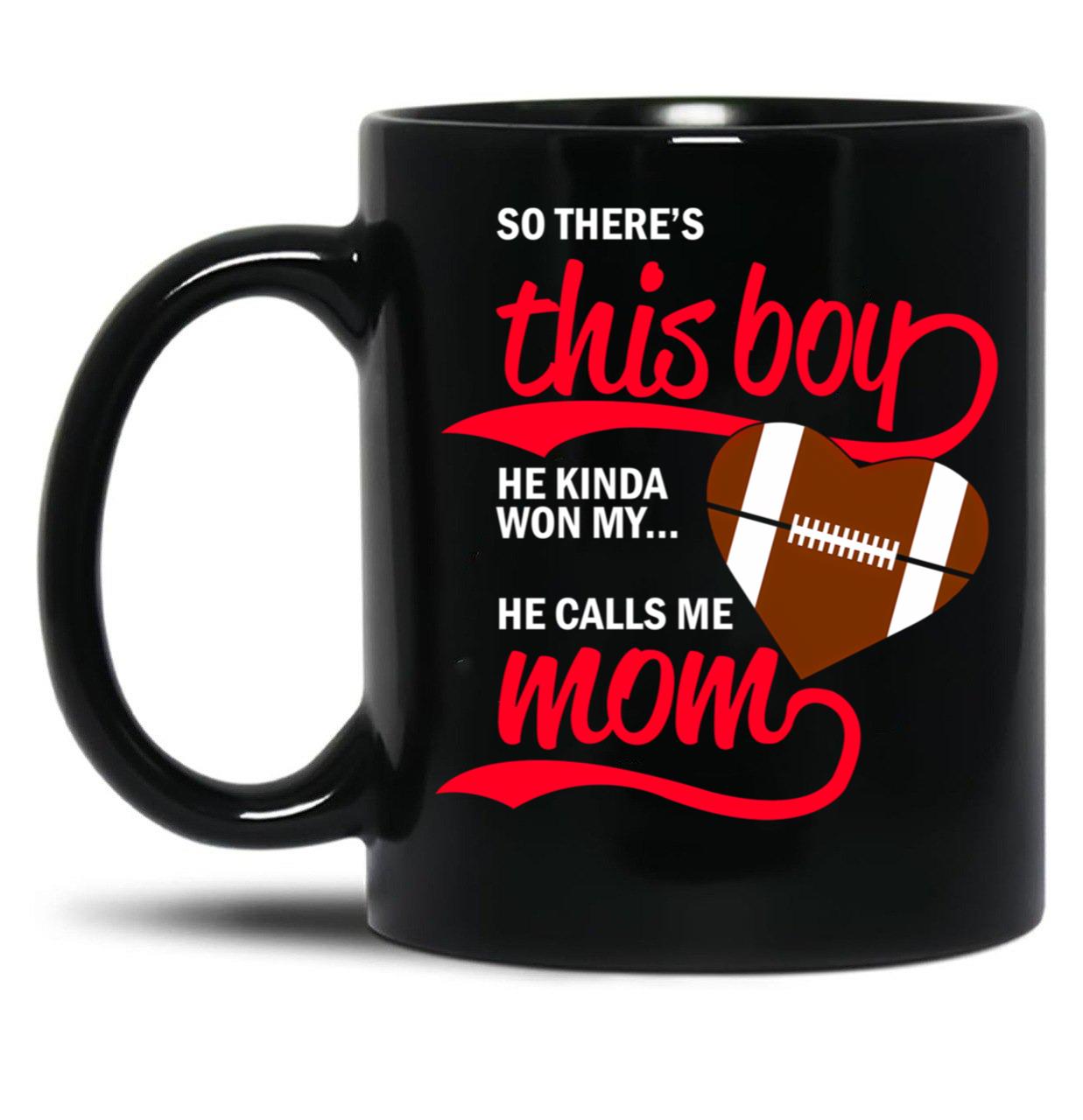 This Boy Kinda Won My Heart Black Gift Coffee Mug
