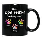 This Dog Mom Belongs To Floral Paw Dog Lovers Custom Mug Gift Black Gift Coffee Mug - Black