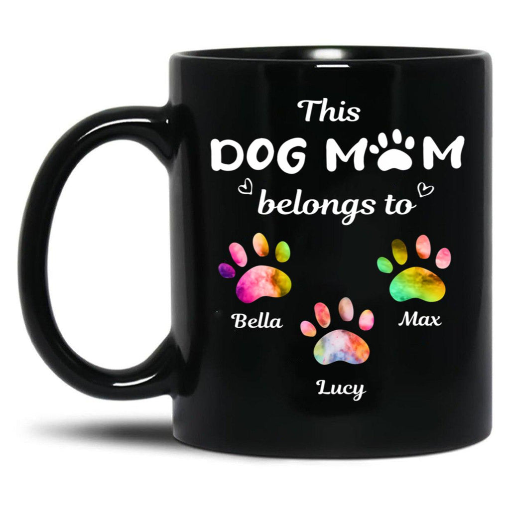 This Dog Mom Belongs To Floral Paw Dog Lovers Custom Mug Gift Black Gift Coffee Mug