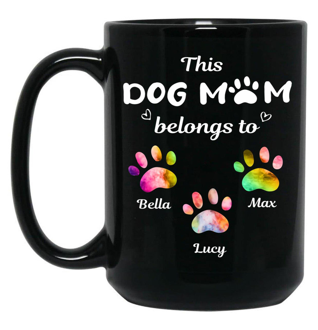 This Dog Mom Belongs To Floral Paw Dog Lovers Custom Mug Gift Black Gift Coffee Mug