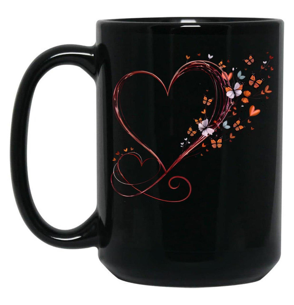 This Enchanting An Elegant Swirling Heart Created With A Fluid Glossy Texture That Gives It A Modern And Artistic Black Gift Coffee Mug