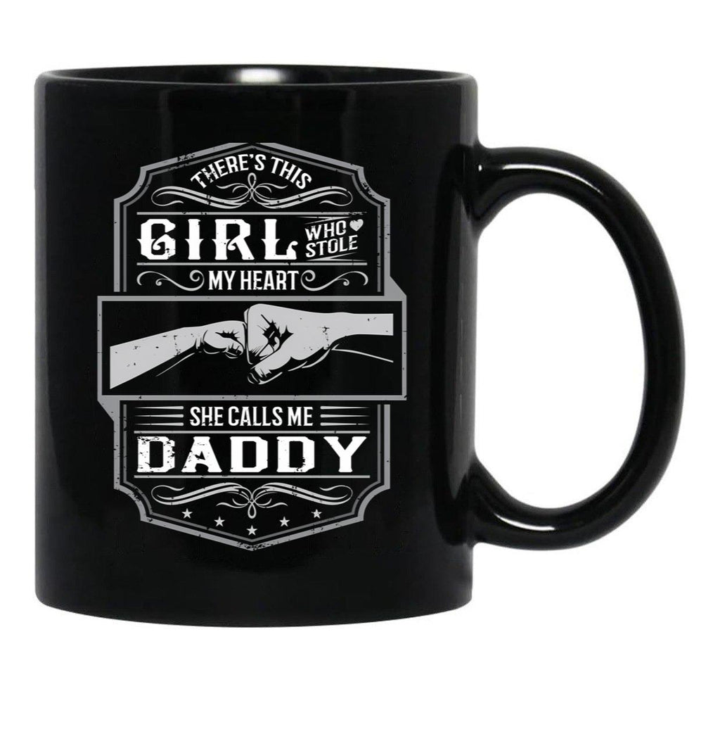 This Girl Stole My Heart She Calls Me Daddy Black Gift Coffee Mug - Black