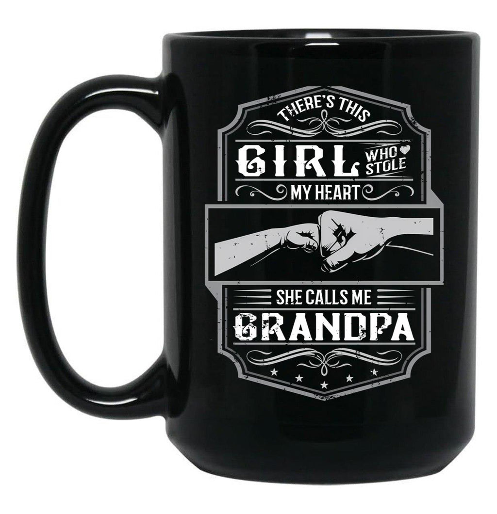 This Girl Stole My Heart She Calls Me Grandpa Black Gift Coffee Mug