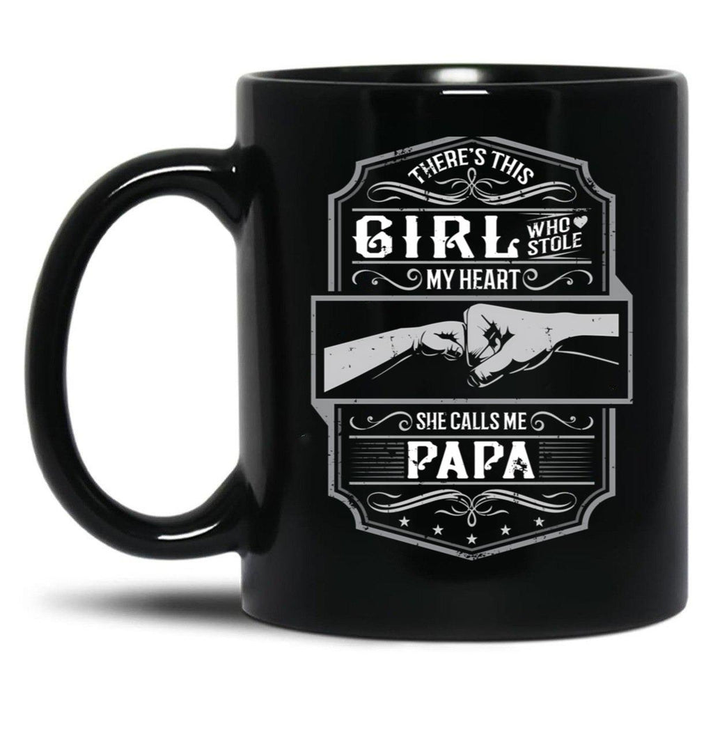 This Girl Stole My Heart She Calls Me Papa Black Gift Coffee Mug