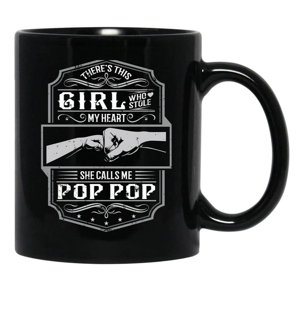This Girl Stole My Heart She Calls Me Pop Pop Black Gift Coffee Mug - Black
