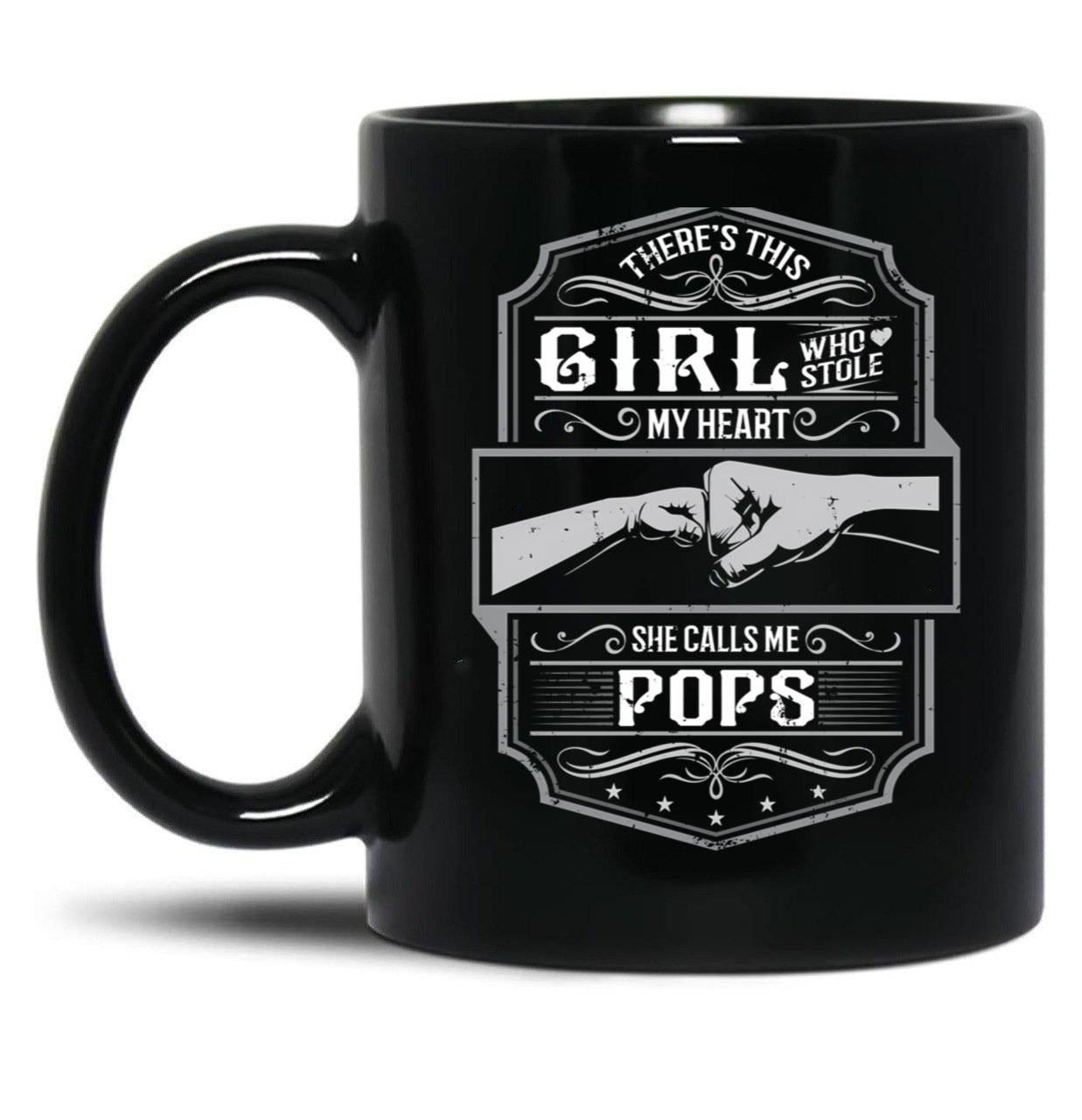 This Girl Stole My Heart She Calls Me Pops Black Gift Coffee Mug