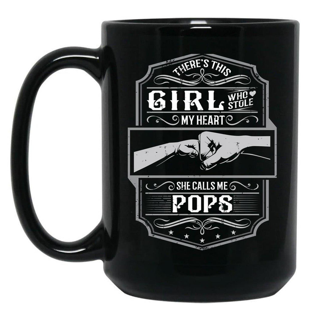This Girl Stole My Heart She Calls Me Pops Black Gift Coffee Mug