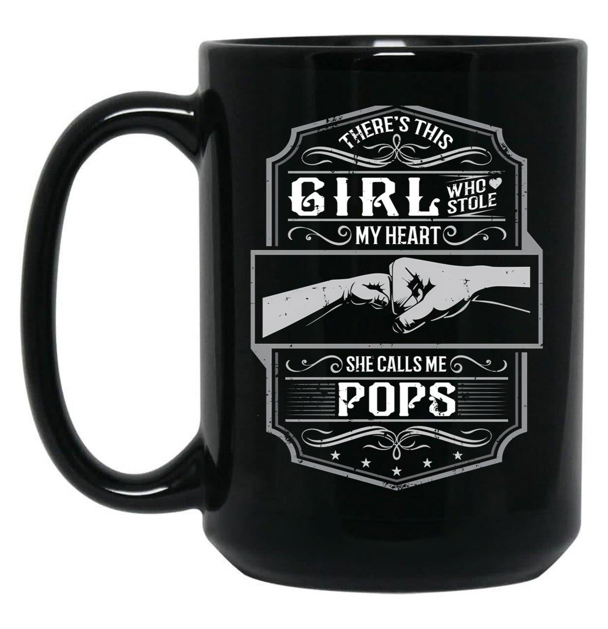 This Girl Stole My Heart She Calls Me Pops Black Gift Coffee Mug
