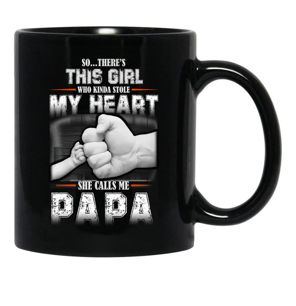 This Girl Who Stole My Heart She Calls Me Papa Black Gift Coffee Mug - Black