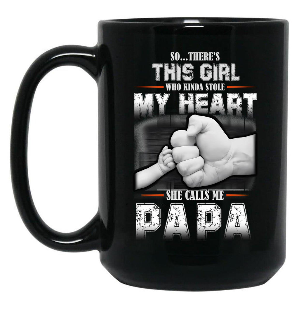 This Girl Who Stole My Heart She Calls Me Papa Black Gift Coffee Mug