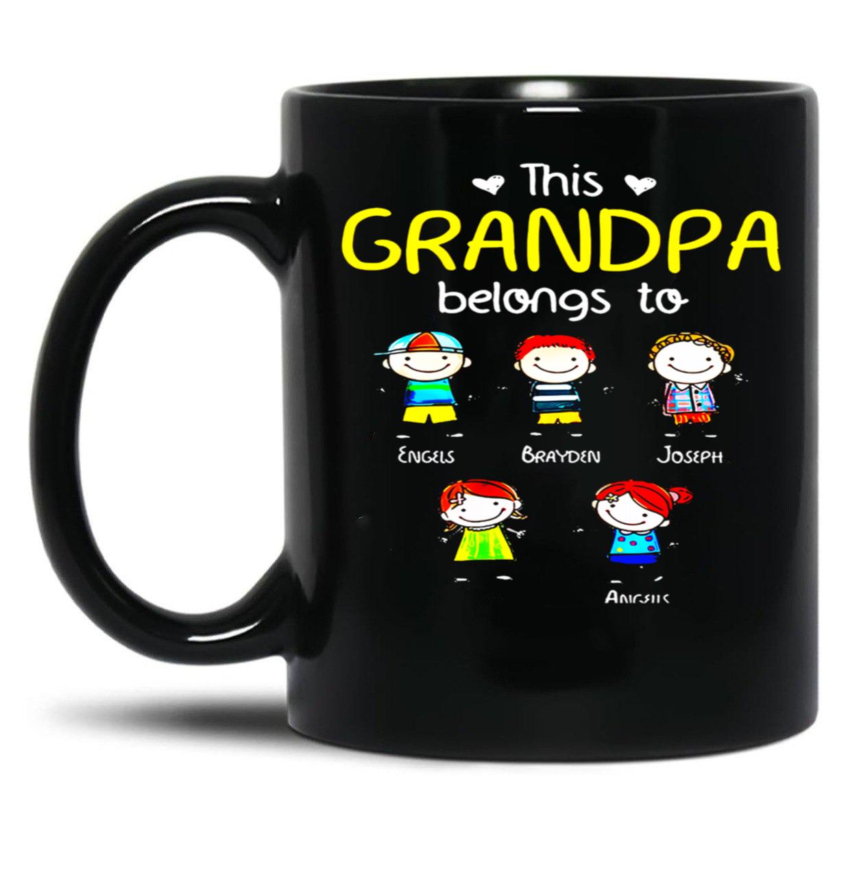 This Grandpa Belongs To Cute Family Black Gift Coffee Mug