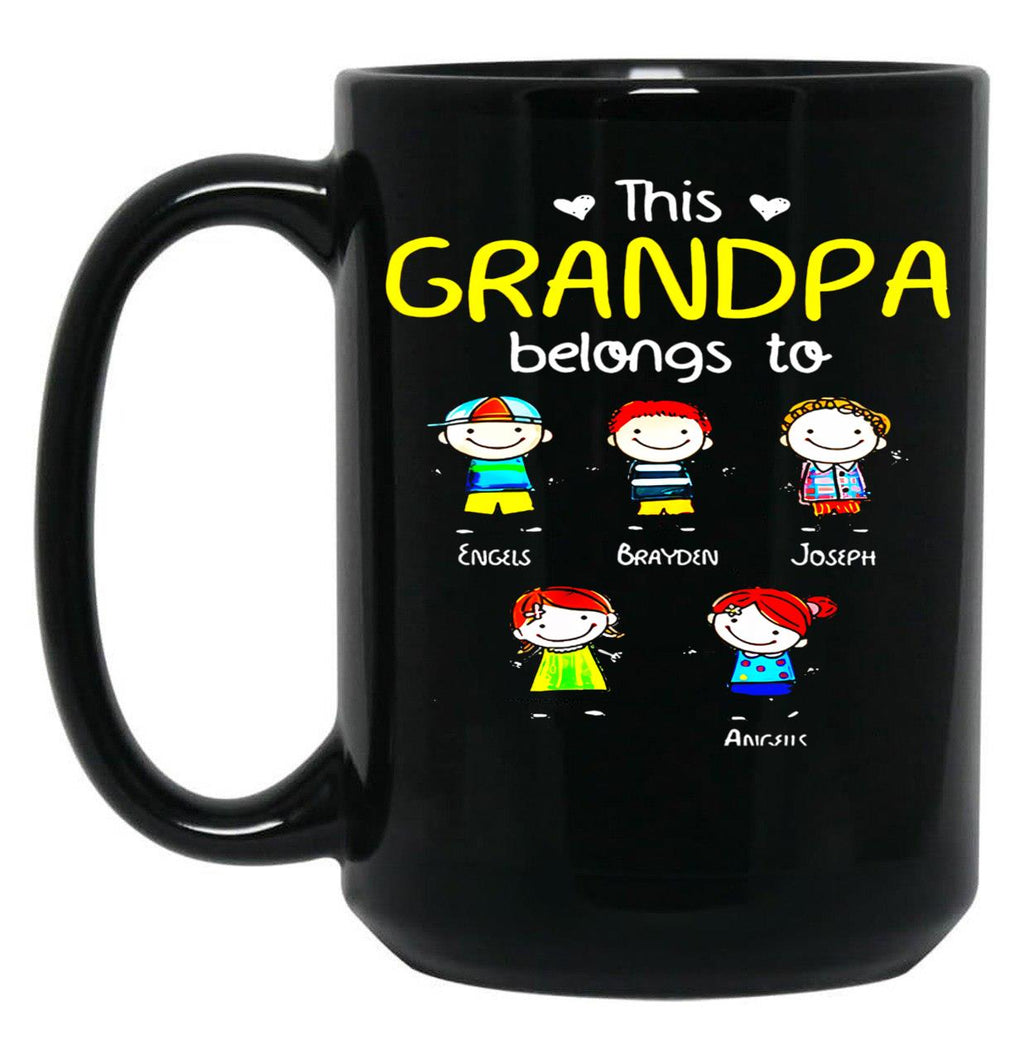 This Grandpa Belongs To Cute Family Black Gift Coffee Mug