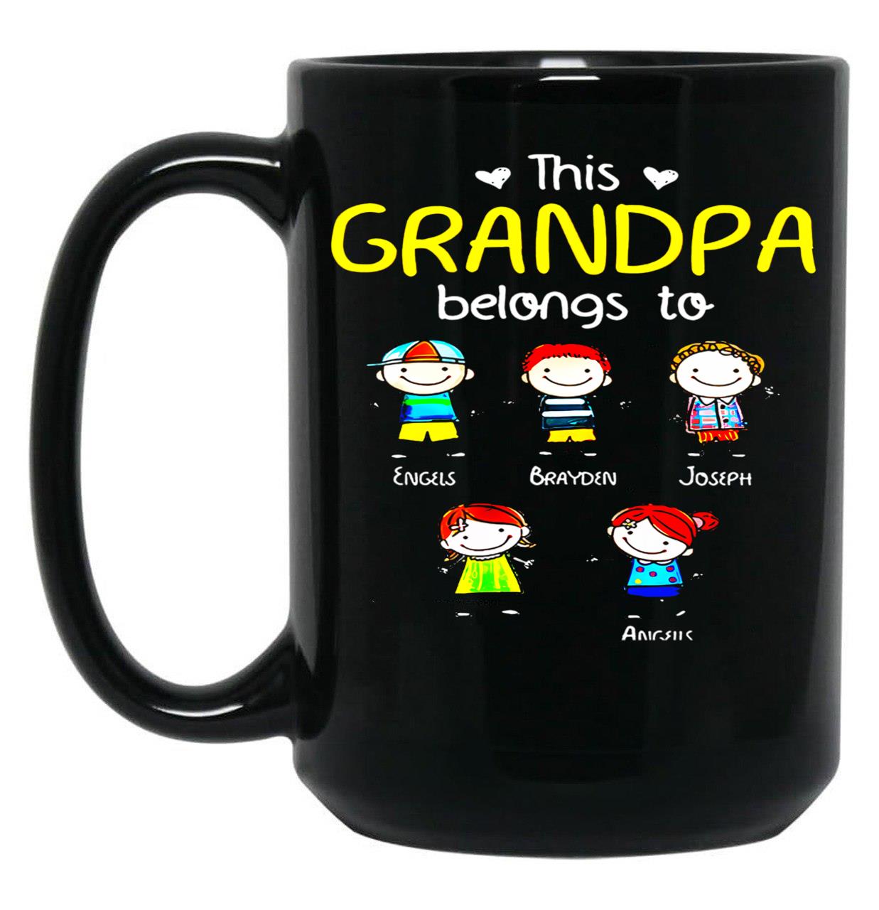 This Grandpa Belongs To Cute Family Black Gift Coffee Mug