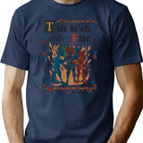 This Is Fine Medieval Style - Funny Retro Vintage English History T-Shirt for Men & Women, T-Shirts Graphic Tee - Navy