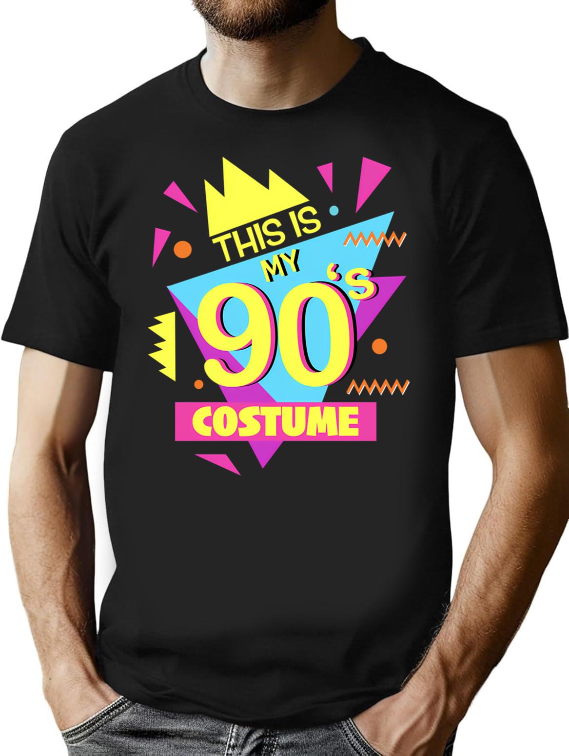 This Is My 90S Costume - Vibe Retro Party Outfit Wear (3) T-Shirt for Men & Women, T-Shirts Graphic Tee - Black