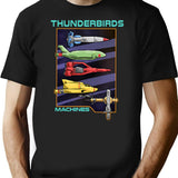 Thunderbirds Machines T-Shirt for Men & Women, T-Shirts Graphic Tee - Black