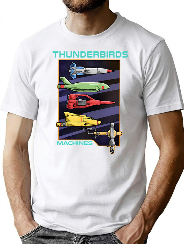 Thunderbirds Machines T-Shirt for Men & Women, T-Shirts Graphic Tee - White