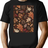 Timeless Autumn Nature Pattern T-Shirt for Men & Women, T-Shirts Graphic Tee - Black