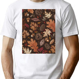 Timeless Autumn Nature Pattern T-Shirt for Men & Women, T-Shirts Graphic Tee - White