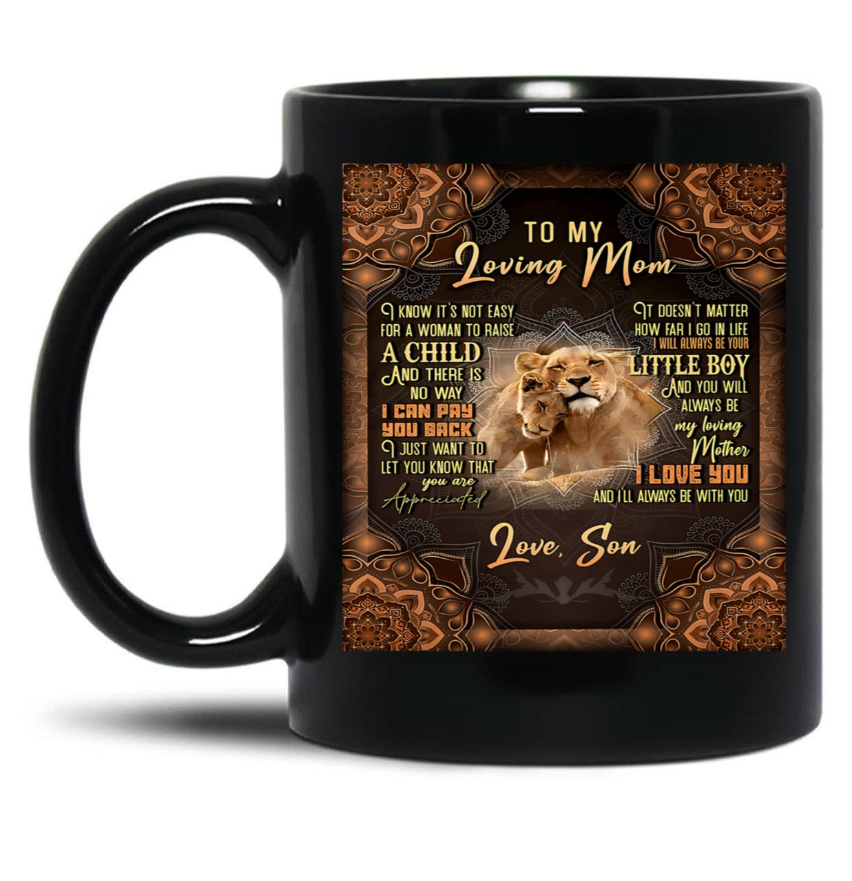 To My Loving Mom Black Gift Coffee Mug