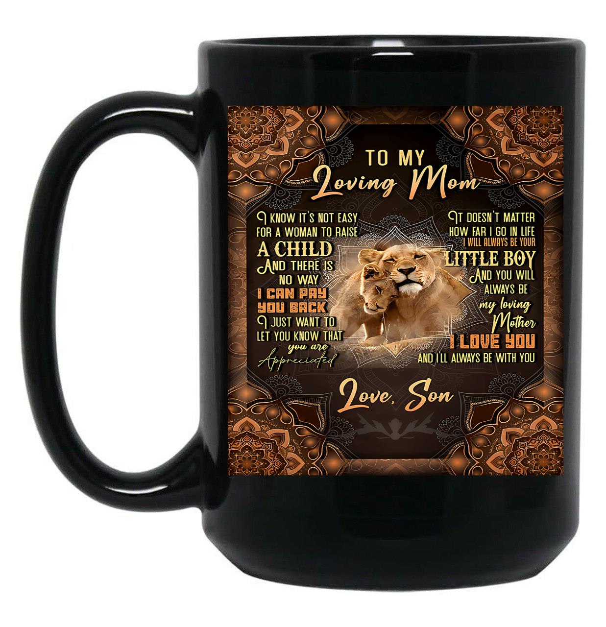 To My Loving Mom Black Gift Coffee Mug