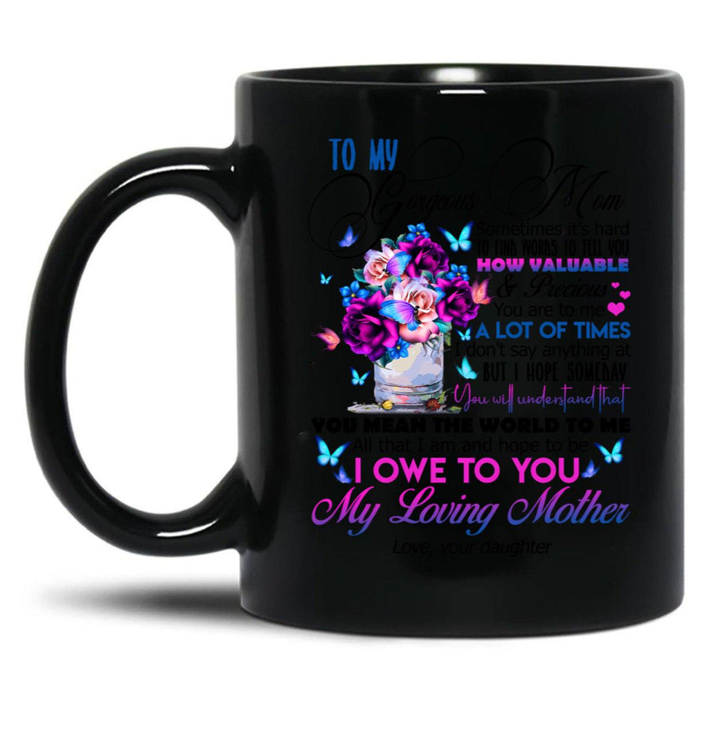 To My Mom - Floral Vase Black Gift Coffee Mug