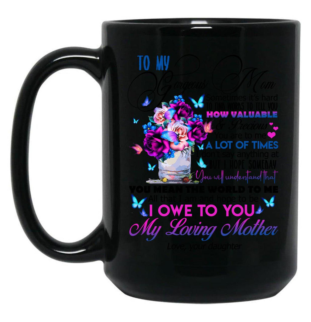 To My Mom - Floral Vase Black Gift Coffee Mug