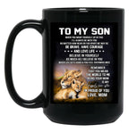 To My Son I Am Proud Of You Black Gift Coffee Mug