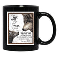 To My Son Letter Love From Dad - Dad Wolf Letter To Little Son Gift Black Gift Coffee Mug - Black