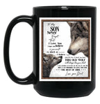 To My Son Letter Love From Dad - Dad Wolf Letter To Little Son Gift Black Gift Coffee Mug
