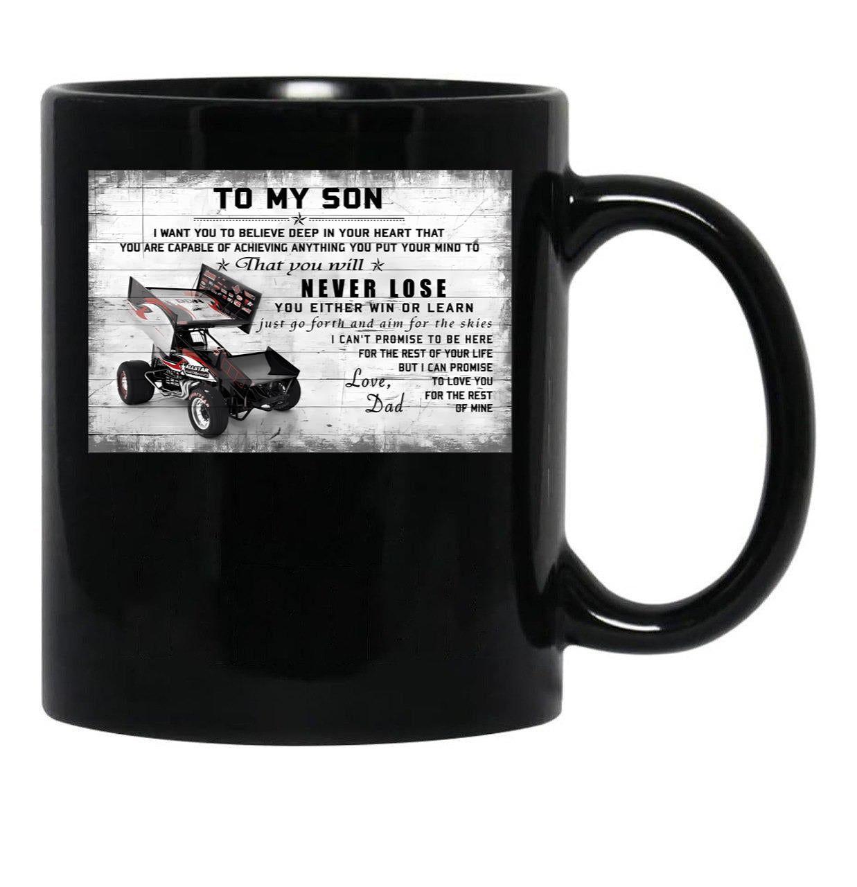 To My Son Sprint Car Racing Poster Gift - Dad And Son Sprint Car Racing Black Gift Coffee Mug - Black