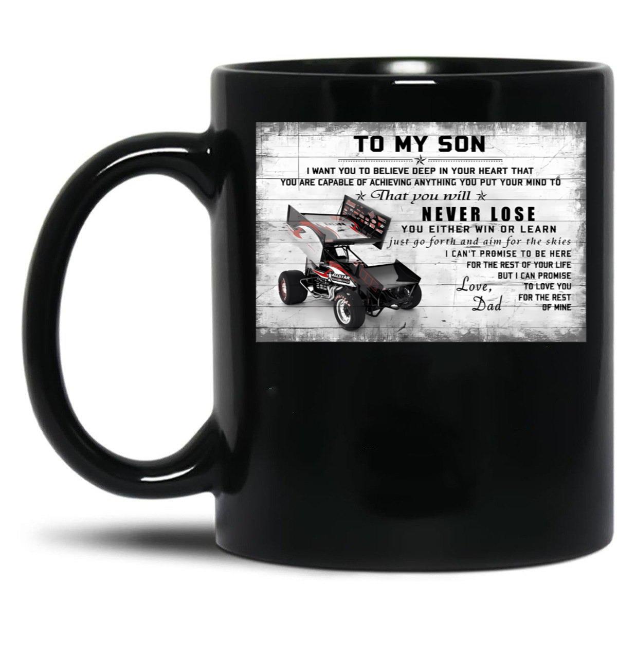 To My Son Sprint Car Racing Poster Gift - Dad And Son Sprint Car Racing Black Gift Coffee Mug