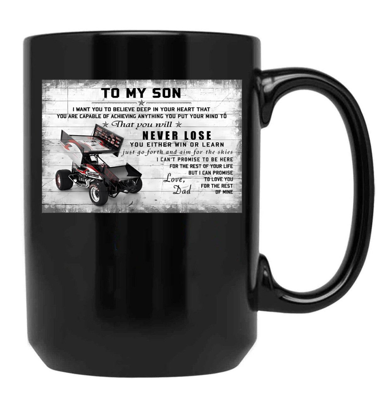 To My Son Sprint Car Racing Poster Gift - Dad And Son Sprint Car Racing Black Gift Coffee Mug - Black