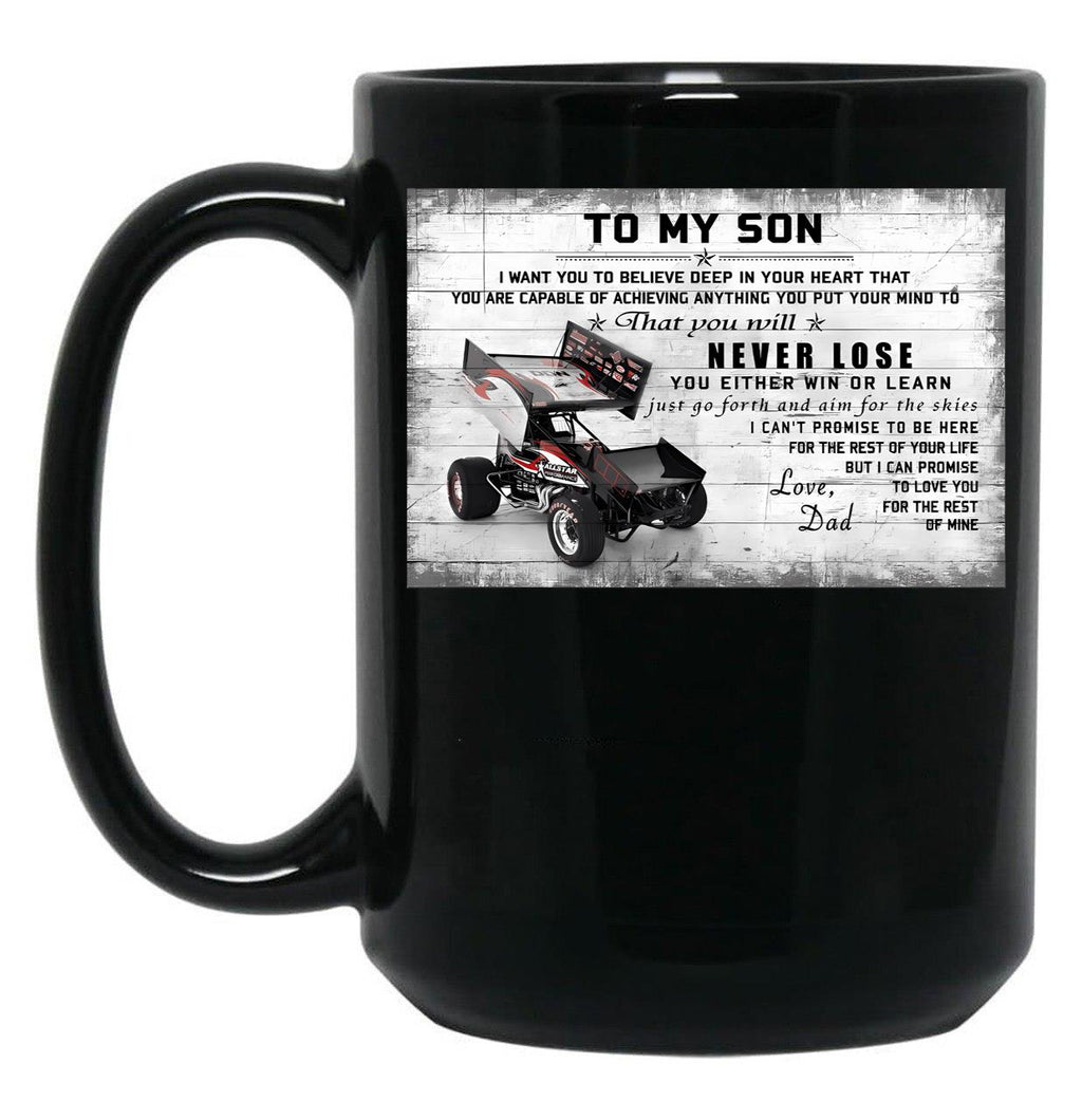 To My Son Sprint Car Racing Poster Gift - Dad And Son Sprint Car Racing Black Gift Coffee Mug