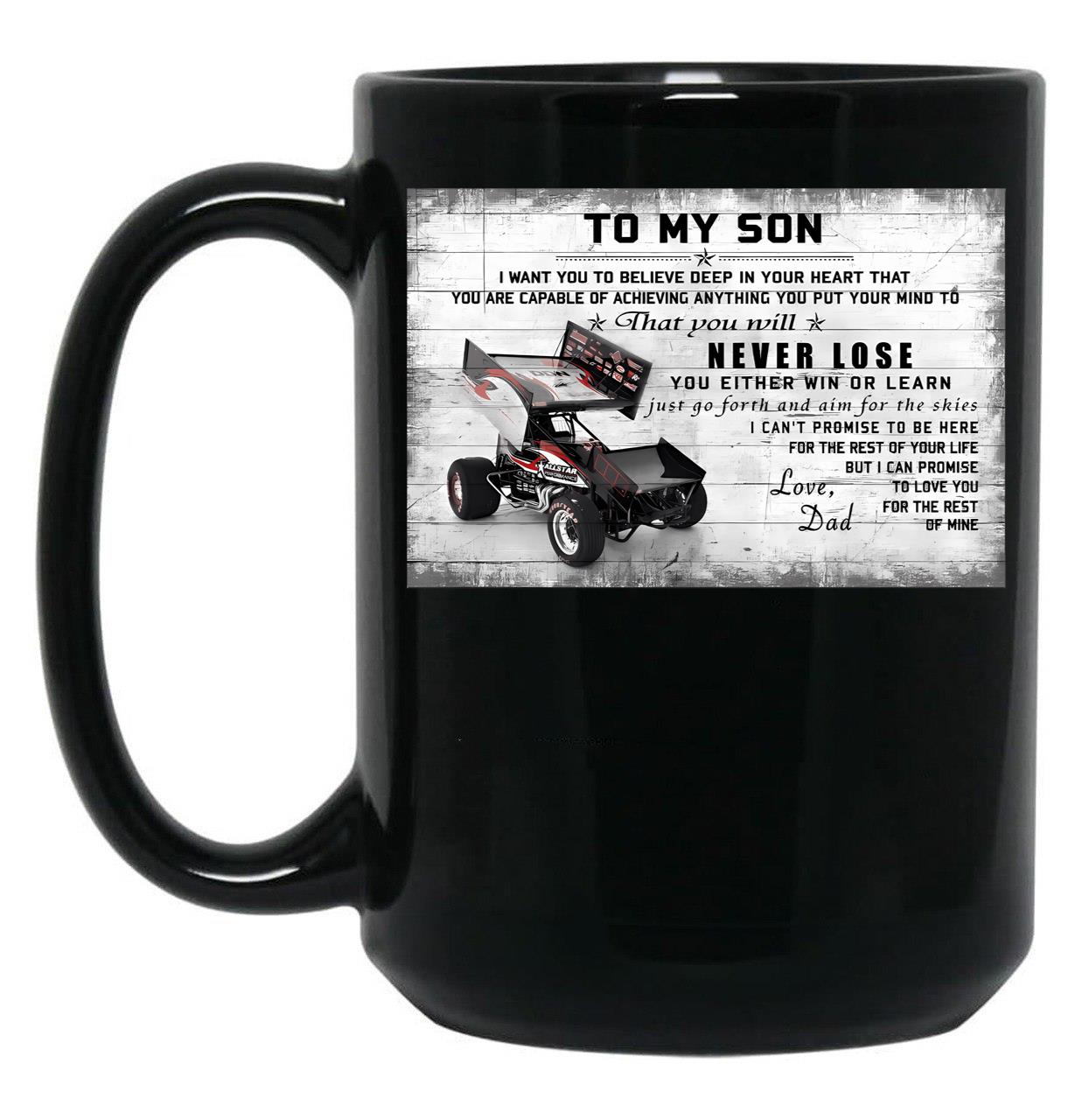To My Son Sprint Car Racing Poster Gift - Dad And Son Sprint Car Racing Black Gift Coffee Mug