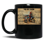 To My Son Wherever Your Journey In Life - Dad And Son Biker Dirt Bike Black Gift Coffee Mug