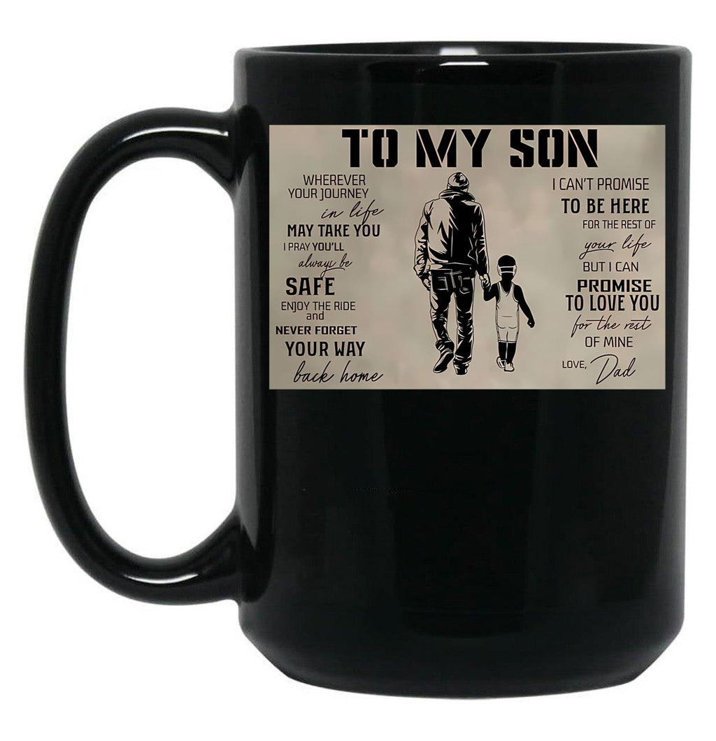 To My Son Wherever Your Journey In Life - Dad And Son Wrestling Poster Gift Black Gift Coffee Mug