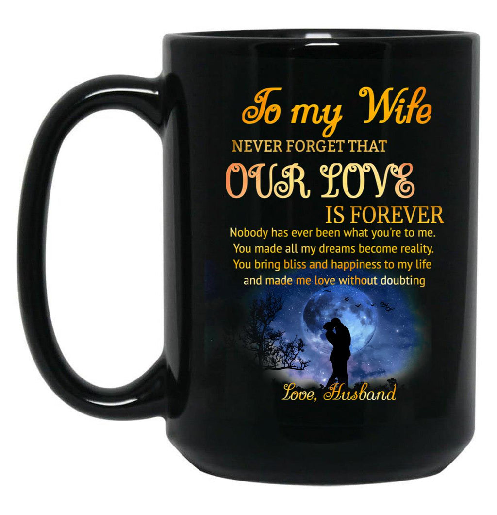 To My Wife Romantic Gift Our Love Is Forever Black Gift Coffee Mug
