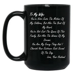 To My Wife. You'Re Note Juste The Mother Of My Childrenmothers Day Gift From Husband Black Gift Coffee Mug
