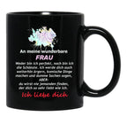 To My Wonderful Wife - Mrs. Text Black Gift Coffee Mug - Black