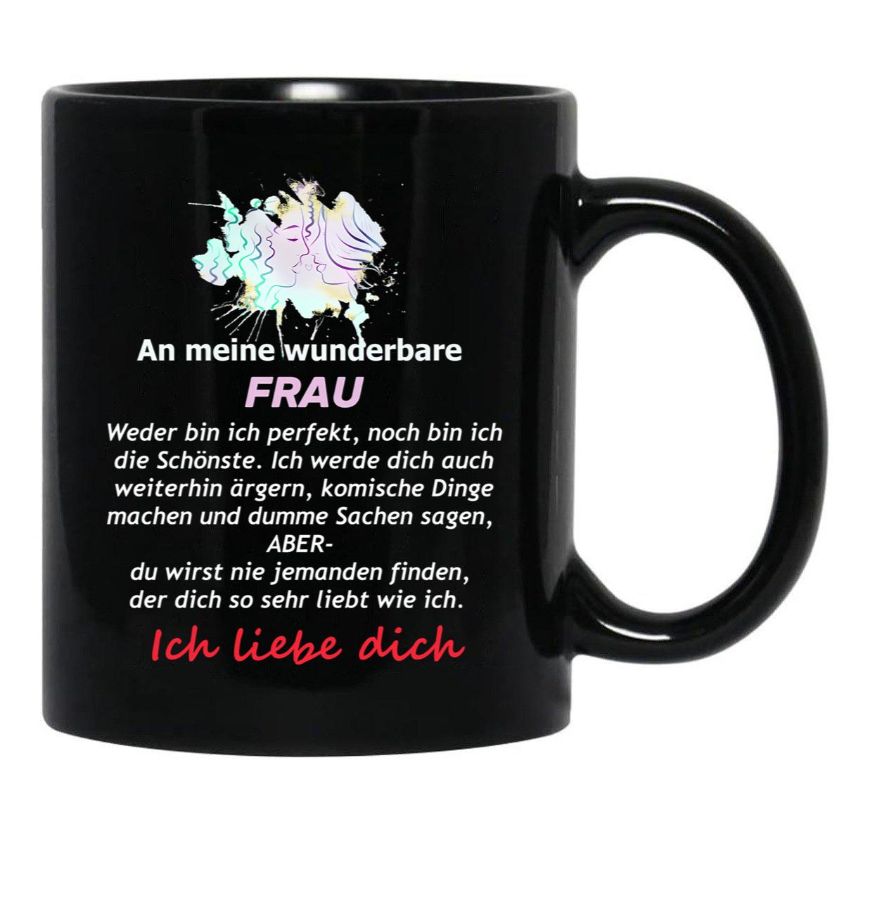 To My Wonderful Wife - Mrs. Text Black Gift Coffee Mug - Black