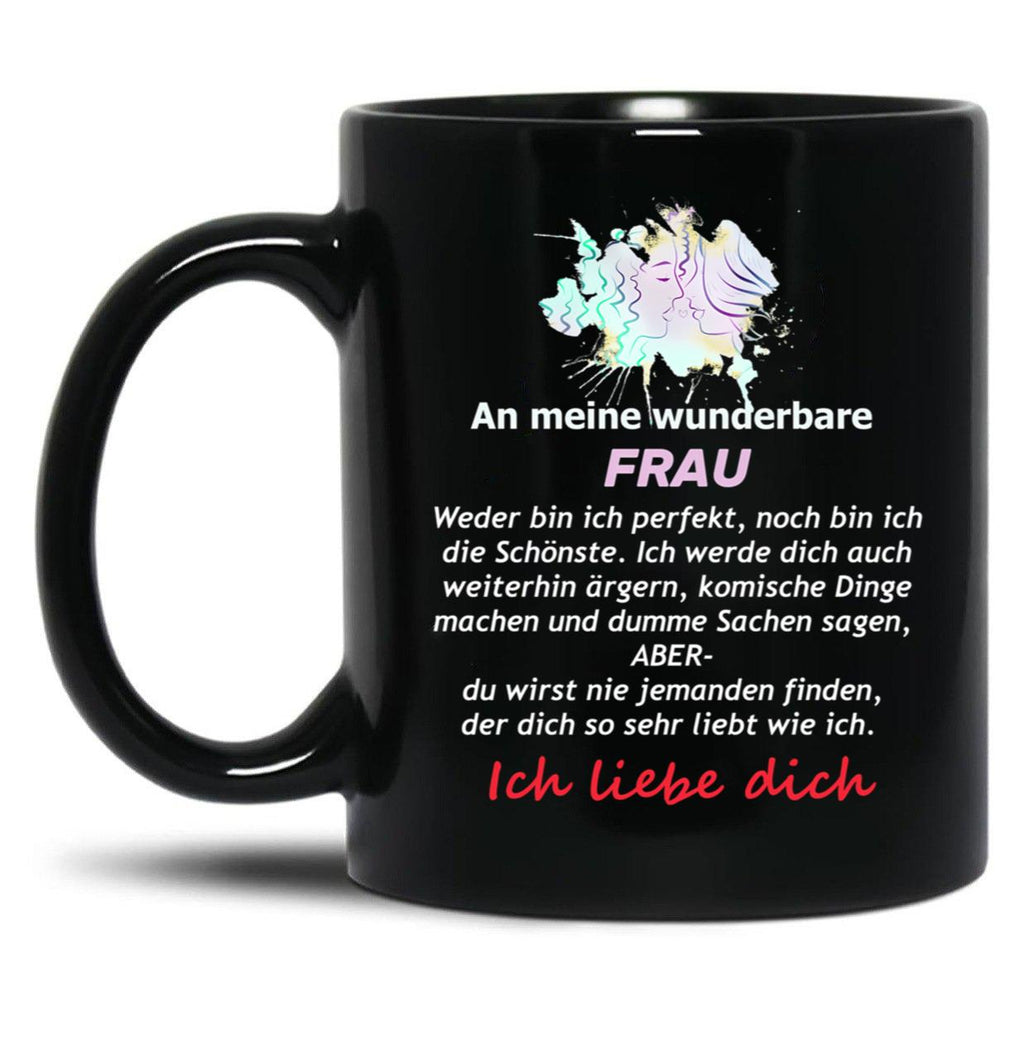 To My Wonderful Wife - Mrs. Text Black Gift Coffee Mug