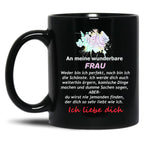 To My Wonderful Wife - Mrs. Text Black Gift Coffee Mug
