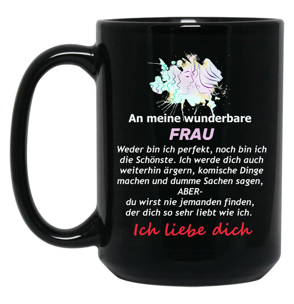 To My Wonderful Wife - Mrs. Text Black Gift Coffee Mug