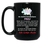 To My Wonderful Wife - Mrs. Text Black Gift Coffee Mug