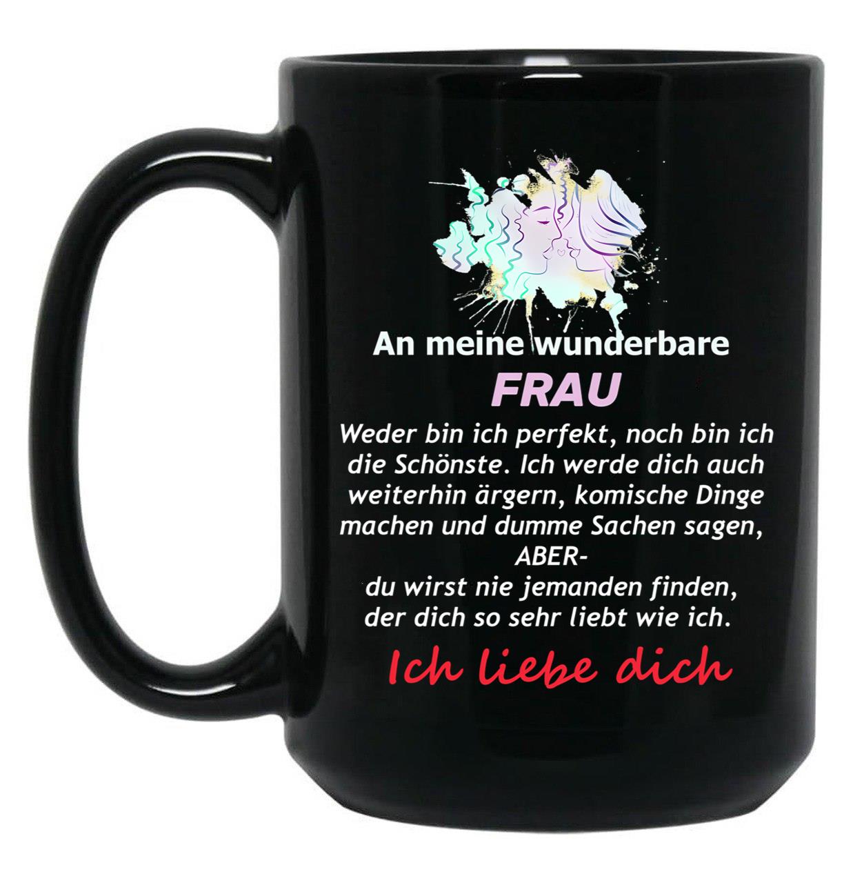 To My Wonderful Wife - Mrs. Text Black Gift Coffee Mug