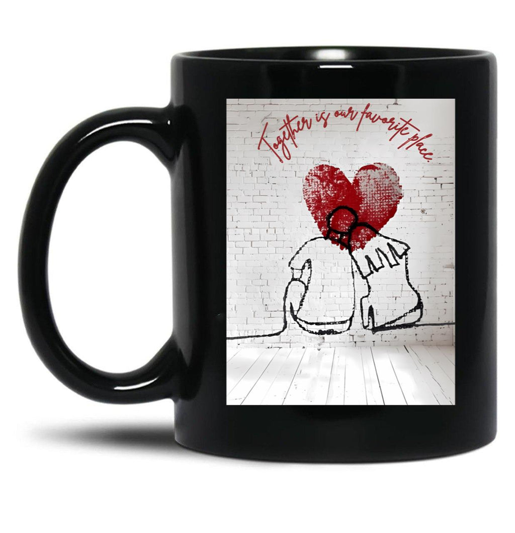 Together Is Our Favorite Place Black Gift Coffee Mug