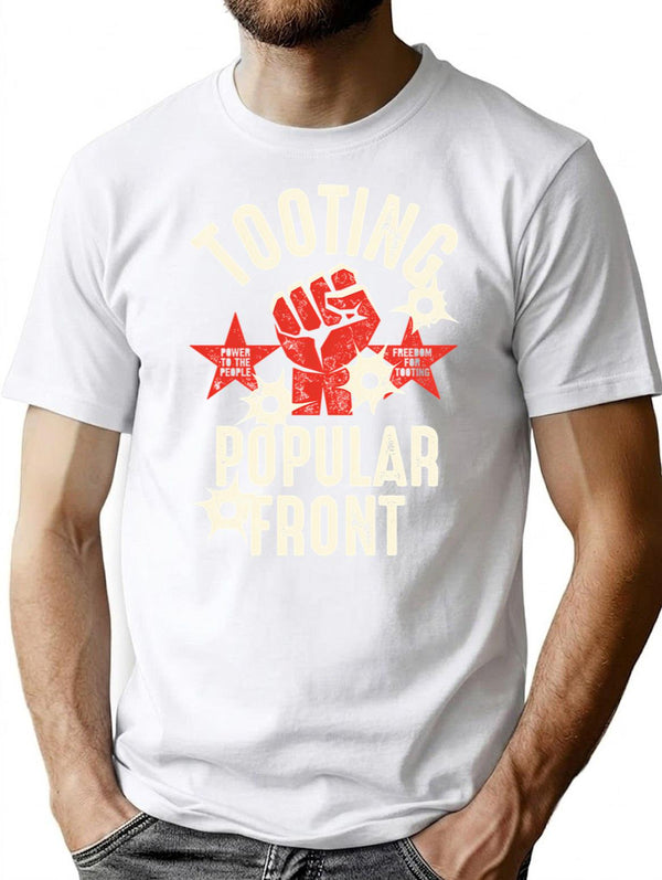 Tooting Popular Front T-Shirt for Men & Women, T-Shirts Graphic Tee - White